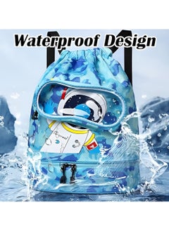Generic 2 Pack Drawstring Swim Bags for Kids,Children's swimming backpack,Waterproof Beach Bag,Travel Dry Wet Separated Bag With Shoe Compartments,Draw String Bag for Gym Swimming Camping Hiking Dance  - Image 2
