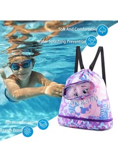 Generic 2 Pack Drawstring Swim Bags for Kids,Children's swimming backpack,Waterproof Beach Bag,Travel Dry Wet Separated Bag With Shoe Compartments,Draw String Bag for Gym Swimming Camping Hiking Dance  - Image 4