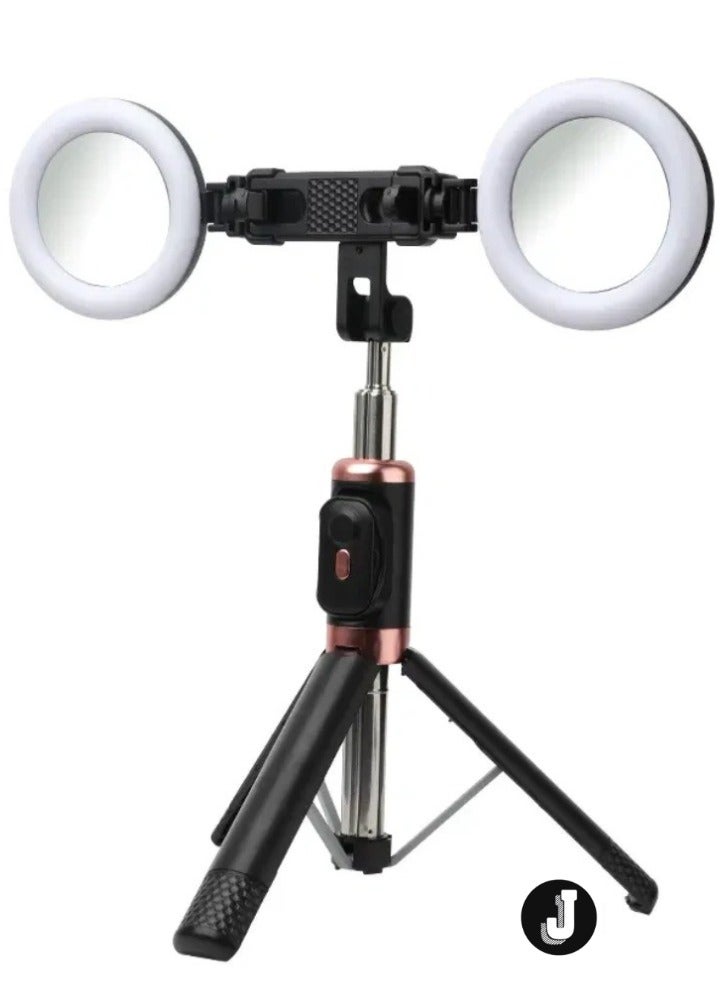 JAJEEK Bluetooth Selfie Stick & Tripod with 360° Rotatable Extendable Stand, Dual LED Lights, and Wireless Remote – Compatible with iPhone, Android Phones, and Cameras – Ideal for Travel, Vlogging, and Photography  - Image 1