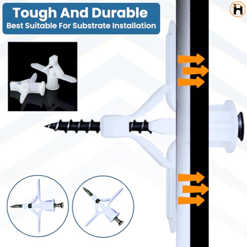 Homdum Toggle Drywall anchor - Butterfly Nylon Plug Size 10 x 35 mm 50 nos with Drywall screw 50 nos total items100 nos. - Image 3