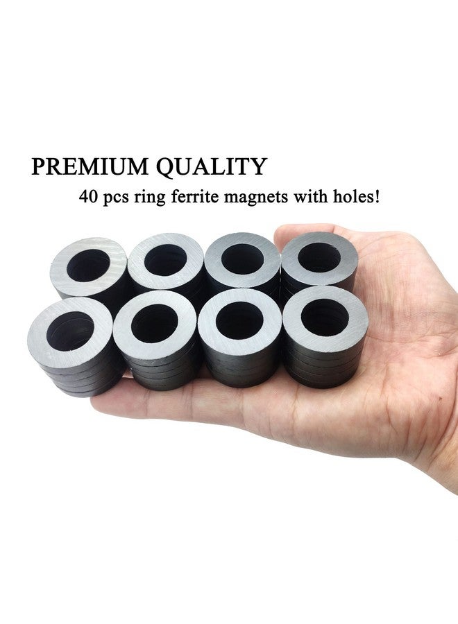 AOMAG Ferrite Ring Magnets with Holes - 1.26 Inch (32mm) Round Disc Donut Magnets for Refrigerator Fridge, Science Projects, Crafts, Around The Office (Pack of 40) - Image 3