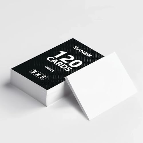 SANZIX 120 Pack Blank Index Cards 3" x 5" - 220 GSM 80 Lbs | Printable Heavyweight White Cardstock Paper | Perfect Blank Notecards, Flashcards for School & Studying, Bulk Pack of Note Cards - Image 1