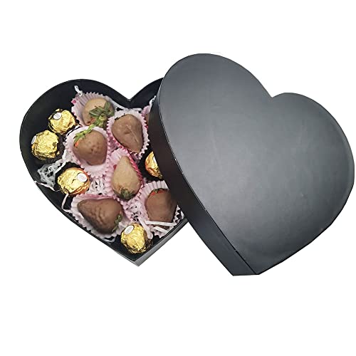 WENPACK صندوق هدايا على شكل قلب فارغ من وينباك - تغليف فراولة (أسود) - Image 2