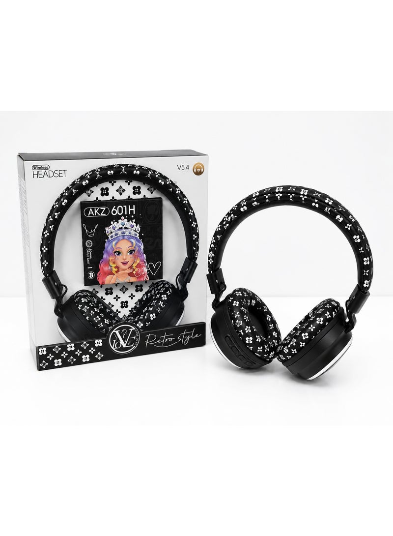 Dreamzon AKZ 601H Wireless Bluetooth Headphones | Foldable Stereo Headset with Built-in Mic | Retro Style Over-Ear Headphones - Image 2