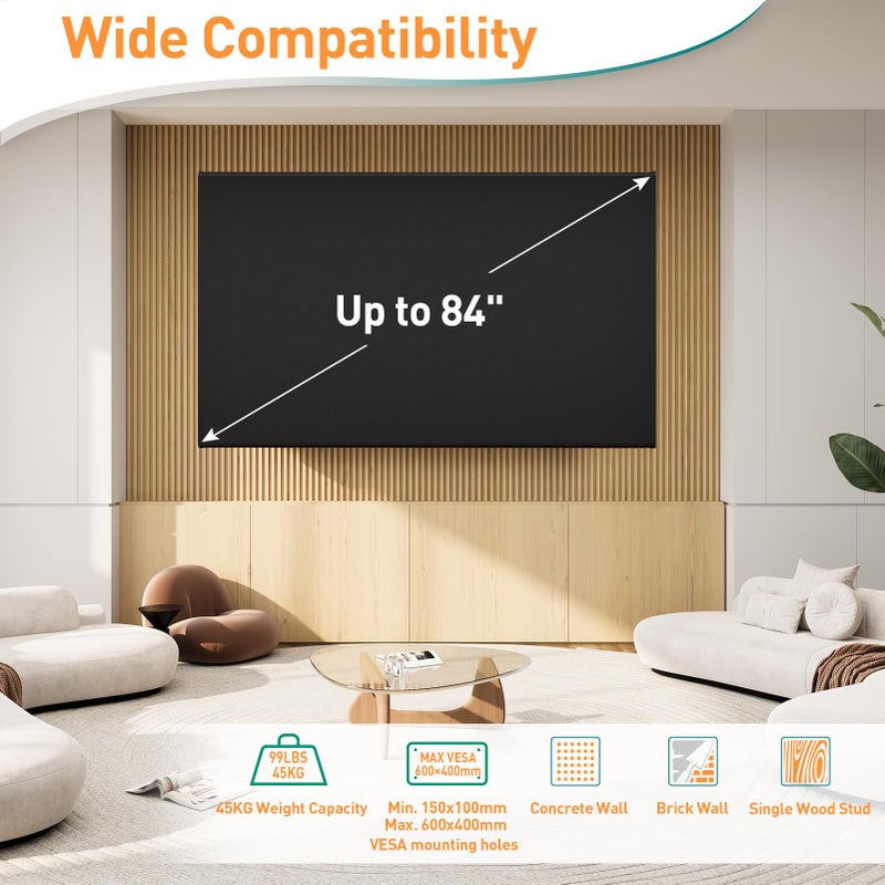 ELIVED TV Wall Bracket Tilt Swivel for Most 37"-70" Plasma, LCD, LED, OLED Flat / Curved TVs with Max VESA 600x400mm up to 45KG, Full Motion TV Bracket with Strong Articulating Arms, TV Mount EV015 - Image 2