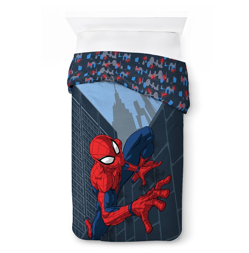 جاي فرانكو مجموعة غطاء لحاف فردي من القطن بنسبة 100% من Jay Franco Marvel Spiderman City Streets - تتضمن كيس وسادة - Image 2