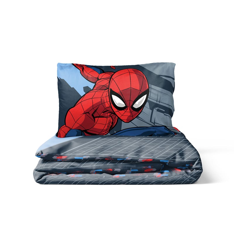 جاي فرانكو مجموعة غطاء لحاف فردي من القطن بنسبة 100% من Jay Franco Marvel Spiderman City Streets - تتضمن كيس وسادة - Image 5
