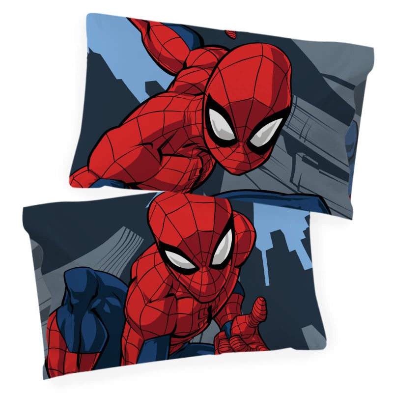 جاي فرانكو مجموعة غطاء لحاف فردي من القطن بنسبة 100% من Jay Franco Marvel Spiderman City Streets - تتضمن كيس وسادة - Image 4