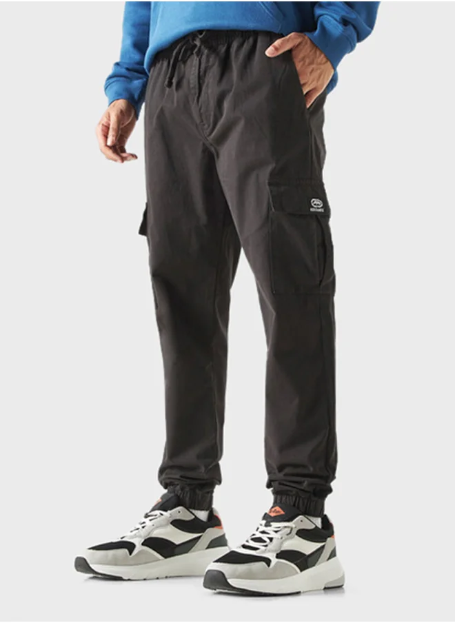 Ecko Unltd. Solid Cargo Joggers With Drawstring Closure And Pockets