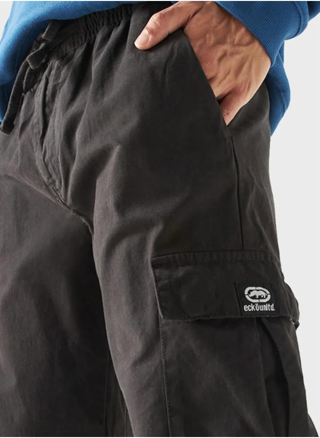 Ecko Unltd. Solid Cargo Joggers With Drawstring Closure And Pockets
