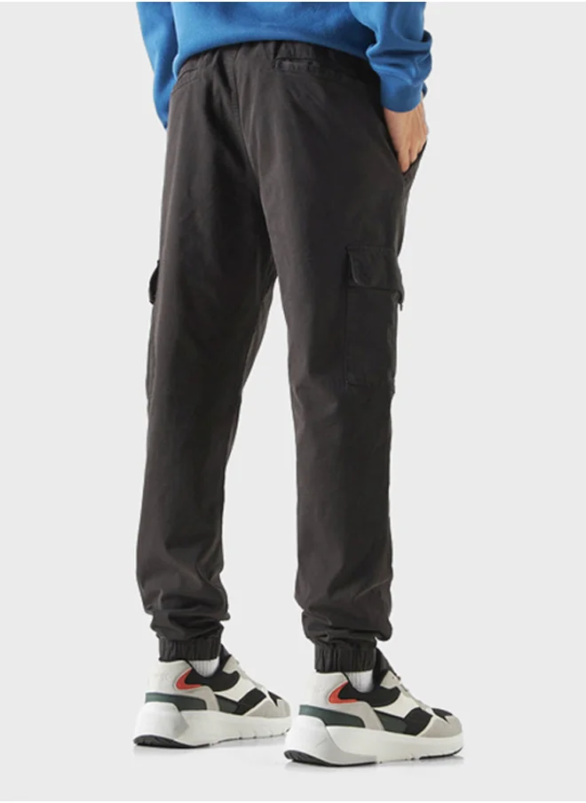 Ecko Unltd. Solid Cargo Joggers With Drawstring Closure And Pockets