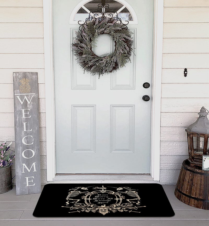M-Qizi Gothic Skull Door Mat - 30 X 17 Inch Non-Slip Goth Welcome Mat, Spooky Door Mat Outdoor, Goth Decor, Gothic Rug - Image 3