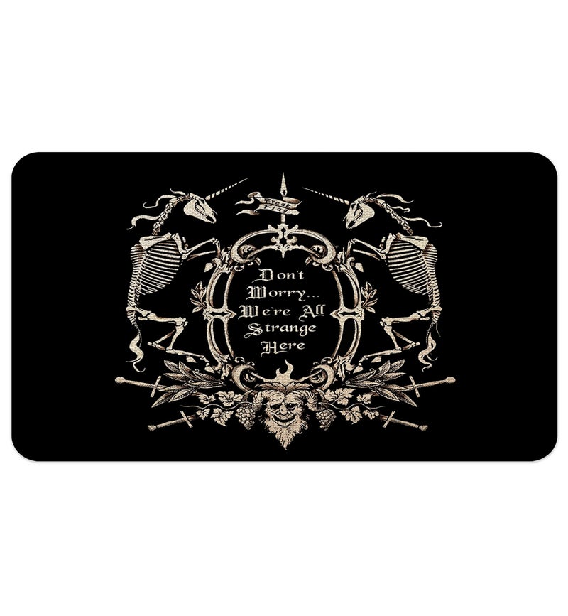 M-Qizi Gothic Skull Door Mat - 30 X 17 Inch Non-Slip Goth Welcome Mat, Spooky Door Mat Outdoor, Goth Decor, Gothic Rug - Image 1