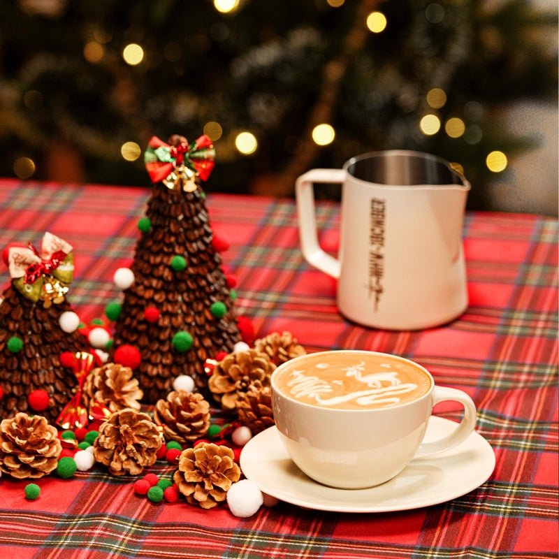 MHW-3BOMBER إبريق فن اللاتيه من الفولاذ المقاوم للصدأ لإعداد الحليب إبريق رغوة الحليب كوب إسبريسو مطبوخ إبريق باريستا (أبيض كريمي، 16.9 أونصة/500 مل) P5020W - Image 2