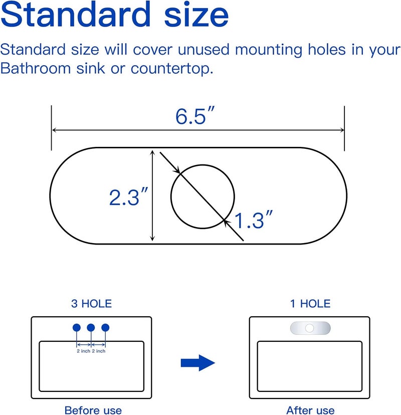 BWE 6 Inch Bathroom Vessel Vanity Sink Faucet 4" Hole Cover Deck Plate Escutcheon Chrome - Image 3