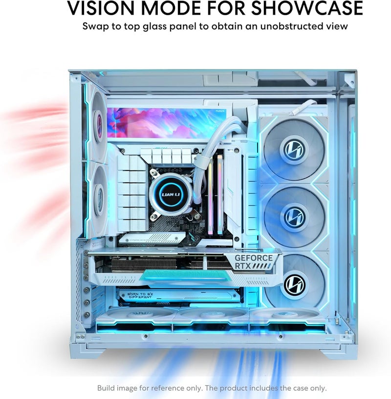ليان لي Lian Li O11 Vision Compact صندوق كمبيوتر/خزانة ألعاب ATX Mid-Tower - أبيض | ألومنيوم وزجاج مقسى | يدعم E-ATX/Micro/Mini-ITX | دعامة مضادة لترهل GPU مثبتة مسبقًا - Image 5