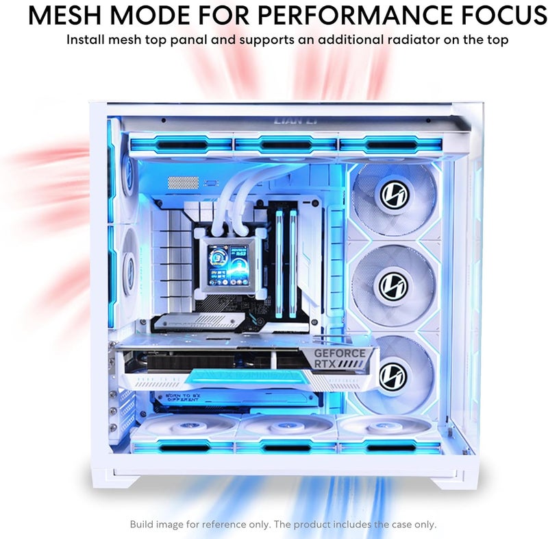 ليان لي Lian Li O11 Vision Compact صندوق كمبيوتر/خزانة ألعاب ATX Mid-Tower - أبيض | ألومنيوم وزجاج مقسى | يدعم E-ATX/Micro/Mini-ITX | دعامة مضادة لترهل GPU مثبتة مسبقًا - Image 4