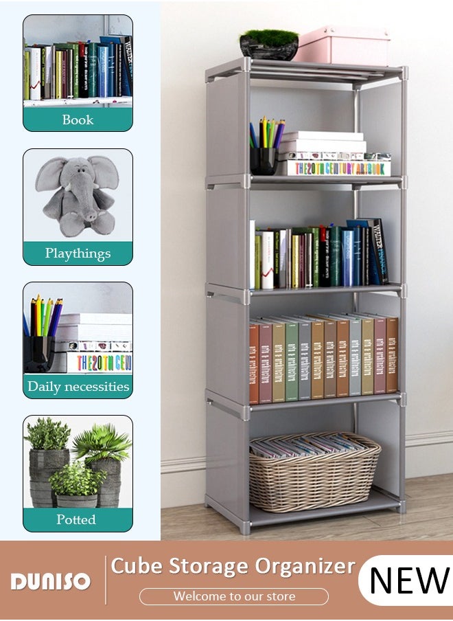DUNISO 4 Cube Storage Organizer,Multi-Function Storage Cabinet,Closet Storage Shelves,DIY Bookshelf,Bookcase & Closet Organizer for Bedroom, Living Room, Office Space Saving & Easy Assembly  - Image 1