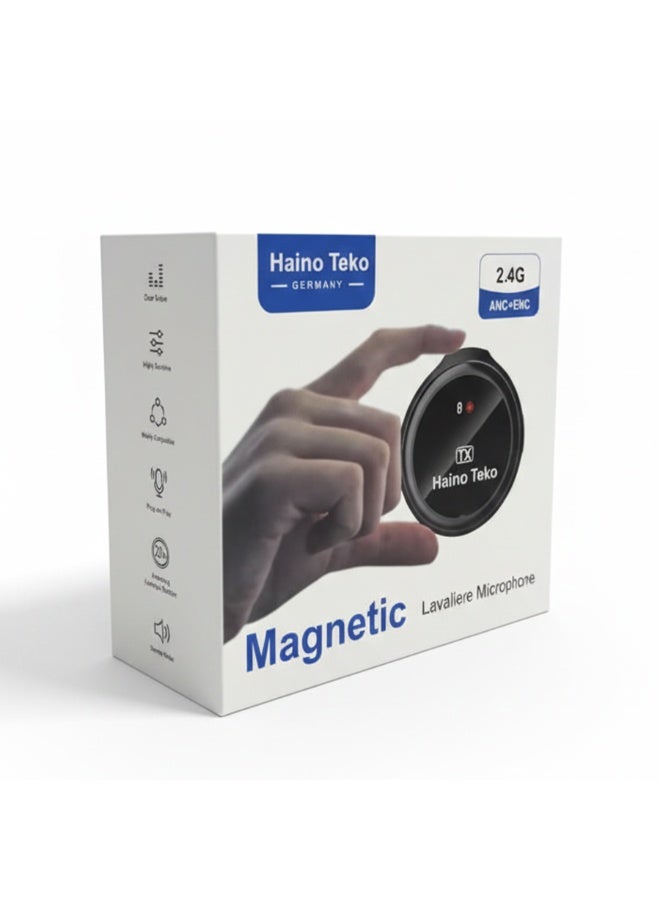 Haino Teko Magnetic Wireless Microphone, Clip-On Lavalier Mic with High Fidelity 2.4GHz Technology, Advanced ANC+ Noise Cancellation for Professional Audio Recording - Image 3