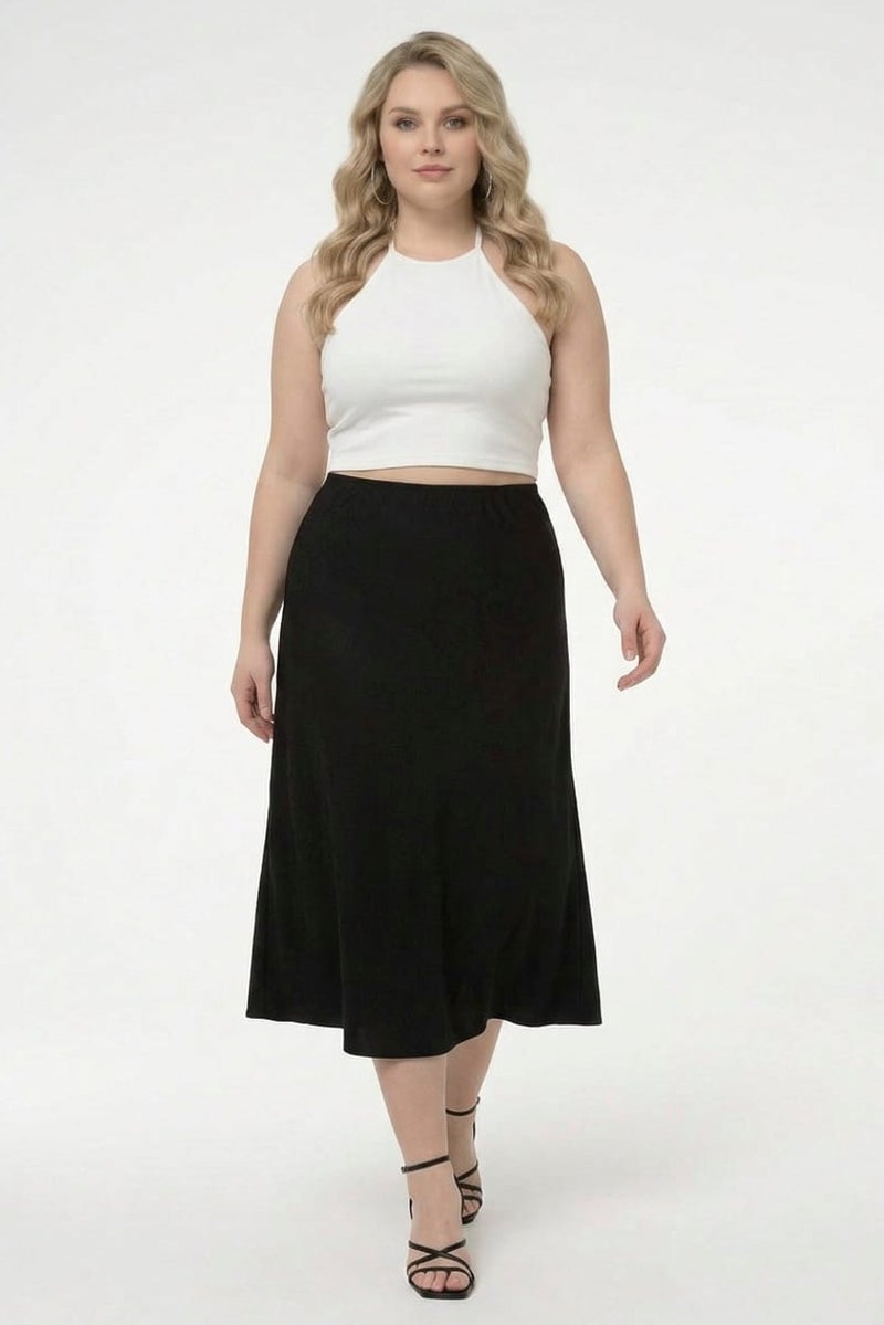 bebe Women Solid Maxi Skirt, Black - Image 2