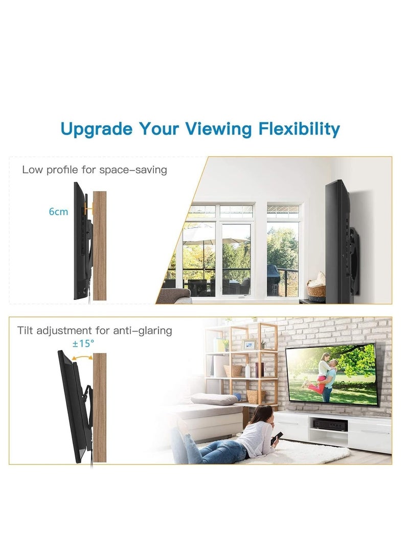 26" - 75" Fixed TV Wall Mount Bracket, Universal Tilt TV Heavy Duty Wall Mount Adjustable TV Stand for LED LCD OLED Plasma TV with Super Strong 50kg Weight Capacity VESA up to 700 x 400MM.  - Image 5