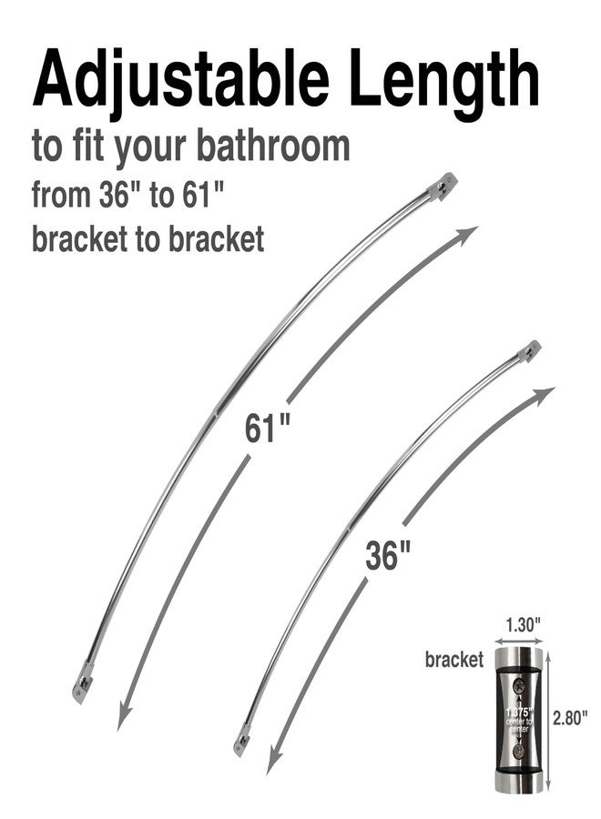 JS Jackson Supplies Single Curved Shower Rod, Metal Construction, Adjustable Between 36 to 61 Inches, Aluminum Rods and Zinc Mounting Hardware, Quality Modern Bathware, Chrome Finish - Image 5