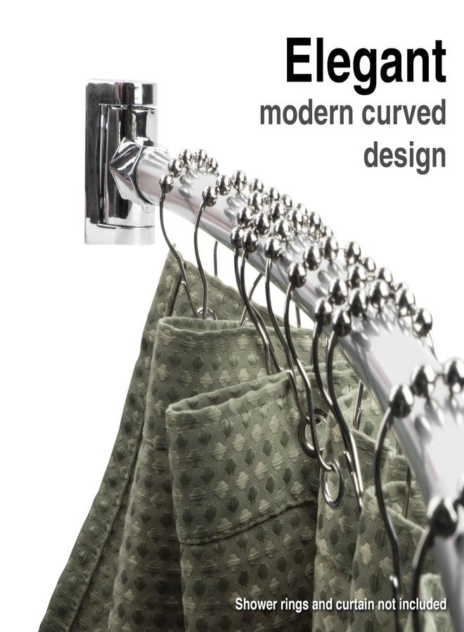 JS Jackson Supplies Single Curved Shower Rod, Metal Construction, Adjustable Between 36 to 61 Inches, Aluminum Rods and Zinc Mounting Hardware, Quality Modern Bathware, Chrome Finish - Image 3
