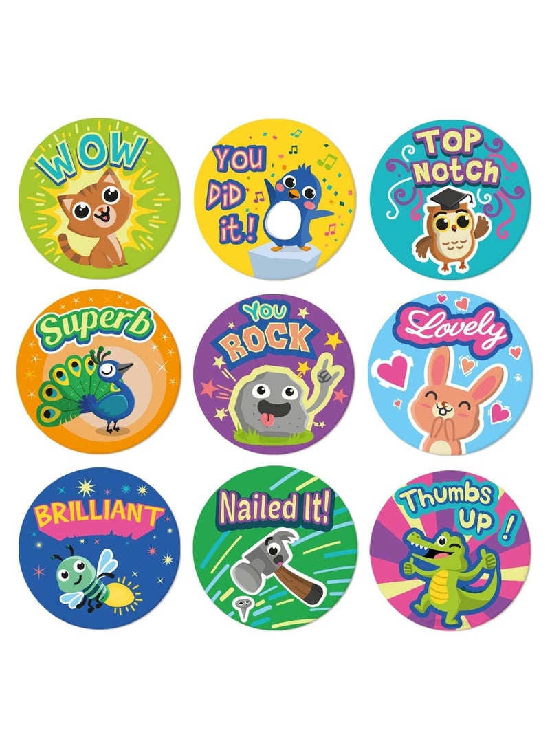 Sticker circle shapes of birds and animals to reward students, school stickers, 1008 adhesive stickers for children in 9 designs, school stickers 2.6 cm, school stickers on paper, teacher supplies in - Image 1