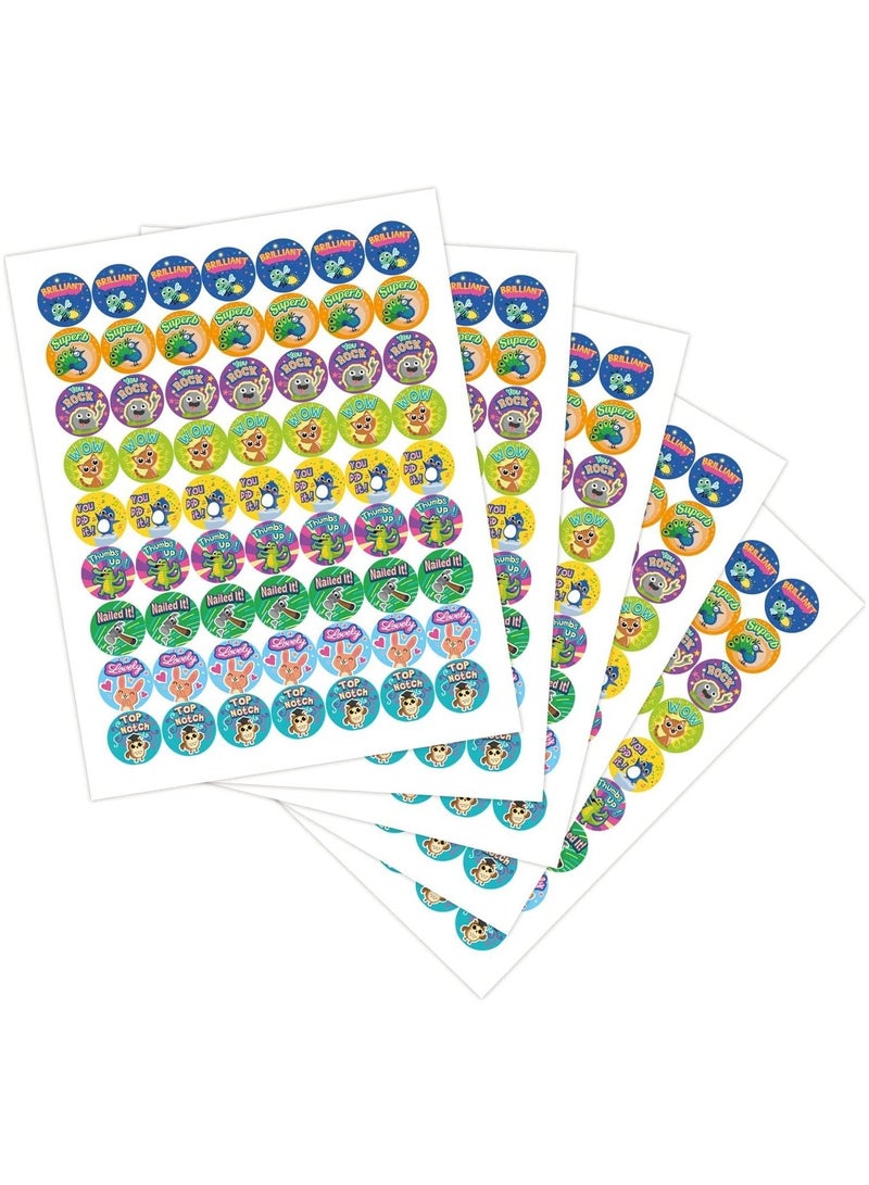 Sticker circle shapes of birds and animals to reward students, school stickers, 1008 adhesive stickers for children in 9 designs, school stickers 2.6 cm, school stickers on paper, teacher supplies in - Image 2