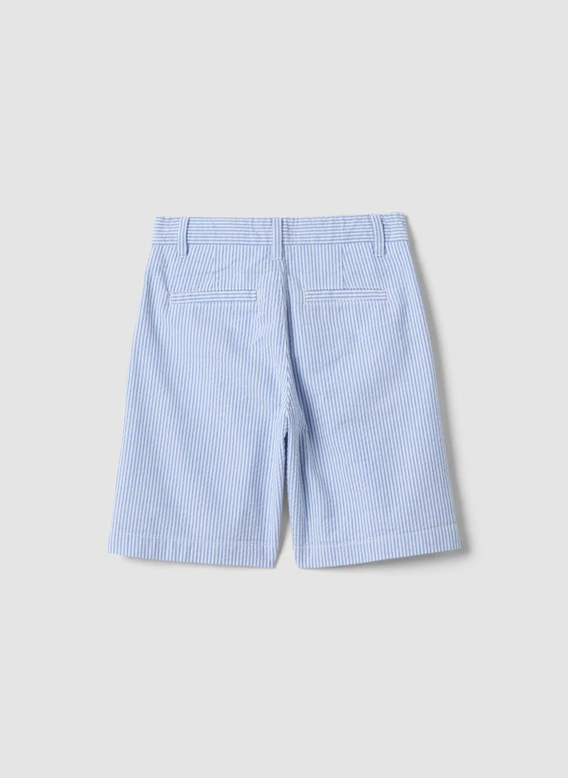 او في اس OVS Blue Striped Pure Cotton Shorts