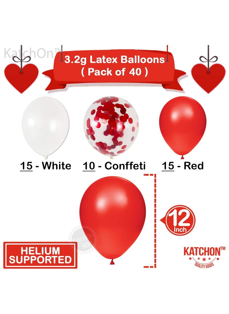KATCHON - Red White Confetti Balloons for Birthday Decorations Pack of 40 - Image 1