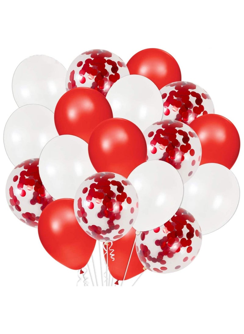 KATCHON - Red White Confetti Balloons for Birthday Decorations Pack of 40 - Image 1