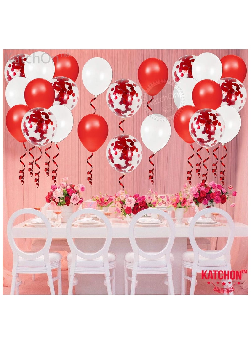 KATCHON - Red White Confetti Balloons for Birthday Decorations Pack of 40 - Image 1
