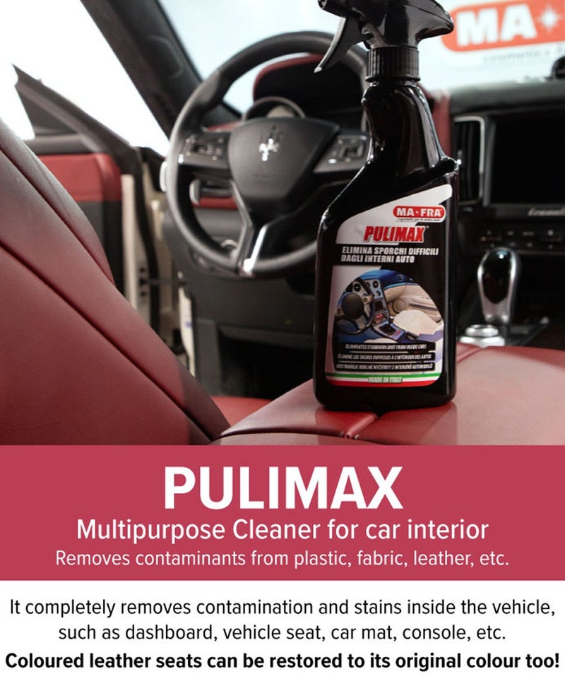 MAFRA MA-FRA Pulimax Car Interior Cleaner Spray 500ml, Multi Surface Interior Cleaning Solution for Dashboard, Seats, Door Panels, Plastic, Vinyl, Fabric, Leather, Console, Carpet, Trim, Interior Stain Remover, Odor Control . - Image 3