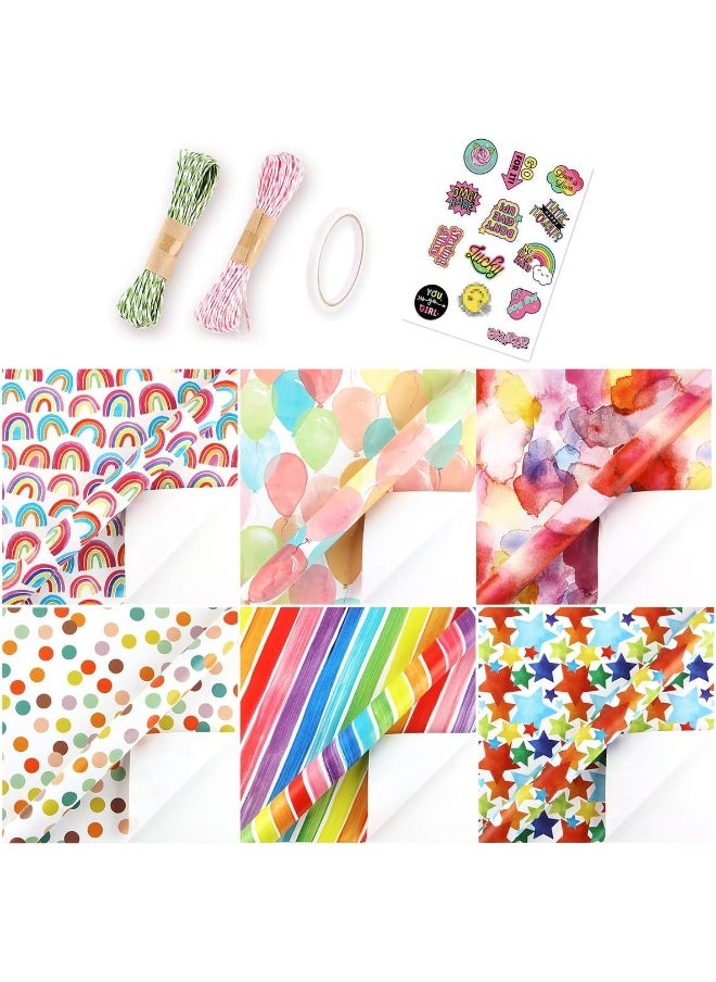 IBAMA 6 Pack Gift Wrap Paper sheets Set with Ribbon Stickers and Tape for Birthday, Bridal Baby Shower, Weddings, and Graduations All Occasion（50 cm X 70 cm） - pzsku/ZD7CBFC226F33D60F5587Z/45/_/1738147059/f168b81b-e080-40db-9b8b-72984a60069e