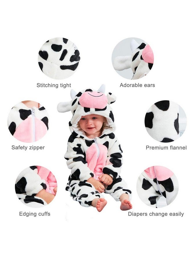 MICHLEY MICHLEY Unisex Baby Boy Girl Hooded Romper Winter Animal Cosplay Jumpsuit Outfits, Cow, 19-24months, Size 100 - Image 1
