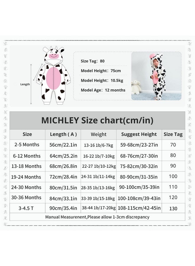 MICHLEY MICHLEY Unisex Baby Boy Girl Hooded Romper Winter Animal Cosplay Jumpsuit Outfits, Cow, 19-24months, Size 100 - Image 2
