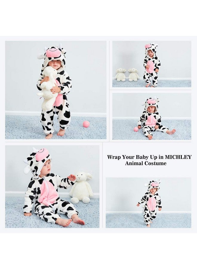 MICHLEY MICHLEY Unisex Baby Boy Girl Hooded Romper Winter Animal Cosplay Jumpsuit Outfits, Cow, 19-24months, Size 100 - Image 3