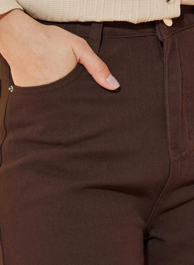 Take Two Solid Mid Rise Straight Leg Jeans