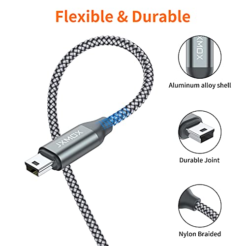 JXMOX Mini USB Cable, (3.3ft 2 Pack) USB 2.0 Type A Male to Mini B Charging Cord Compatible with Hero 3+, PS3 Controller, Digital Camera, Dash Cam, MP3 Player, Garmin Nuvi GPS, GPS Receiver - Image 3