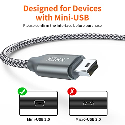 JXMOX Mini USB Cable, (3.3ft 2 Pack) USB 2.0 Type A Male to Mini B Charging Cord Compatible with Hero 3+, PS3 Controller, Digital Camera, Dash Cam, MP3 Player, Garmin Nuvi GPS, GPS Receiver - Image 2