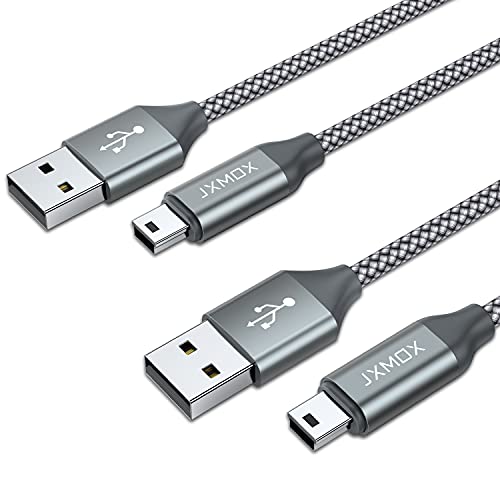 JXMOX Mini USB Cable, (3.3ft 2 Pack) USB 2.0 Type A Male to Mini B Charging Cord Compatible with Hero 3+, PS3 Controller, Digital Camera, Dash Cam, MP3 Player, Garmin Nuvi GPS, GPS Receiver - Image 1