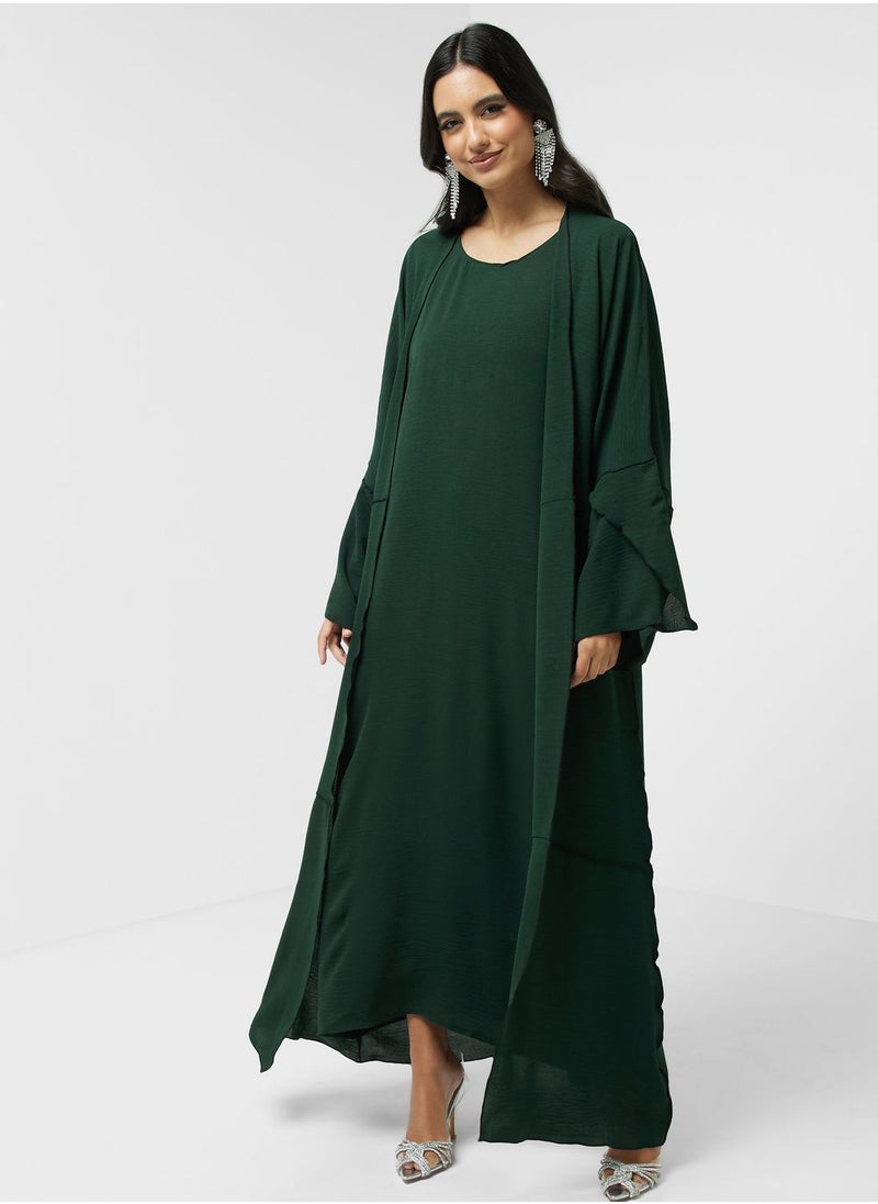 hayas closet - Flared Sleeve Open Abaya - Image 1