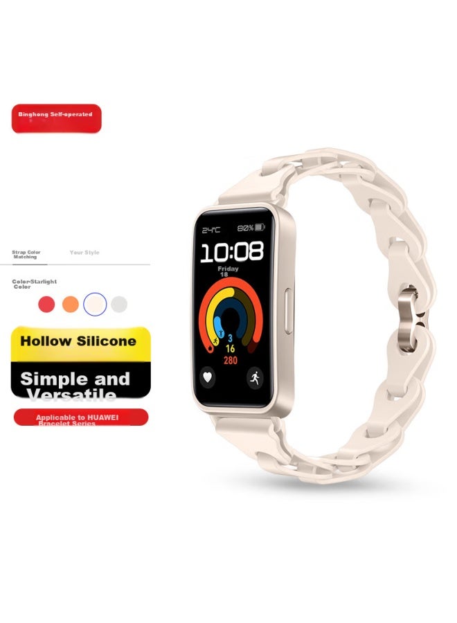 Bing Hong Binghong Compatible With Huawei Band 10 Strap, Bracelet For Huawei Band 9, Women's Strap For Huawei Band 8, Silicone Strap For Huawei Band 8/9/10 Nfc, Wristband For Men - Starlight Color - Image 1