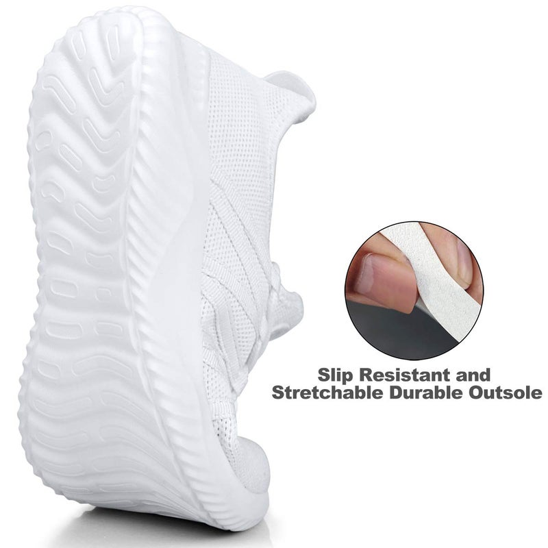 Feethit Womens Slip On Running Shoes Breathable Walking Shoes Lightweight Gym Workout Shoes Non Slip Fashion Sneakers White Size 7.5 - Image 5