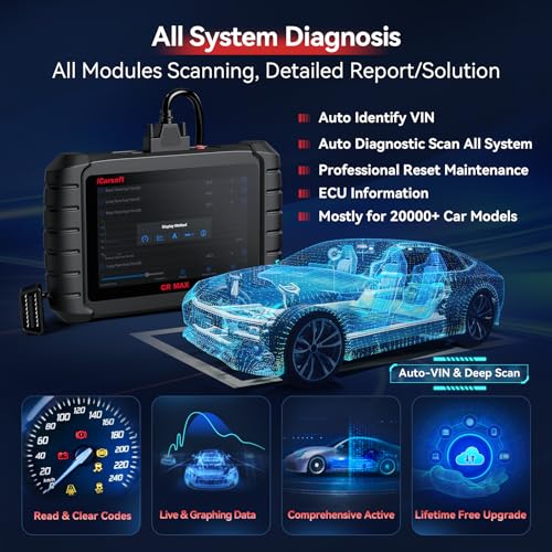 iCarsoft Bidirectional Scan Tool, CR Max OBD2 Diagnostic Scanner for All Vehicles, Full System 49 Resets+46 Extra Services, 40000+Active Tests,ECU Coding, Battery Registration, Oil Reset/ABS,CAN FD - Image 2
