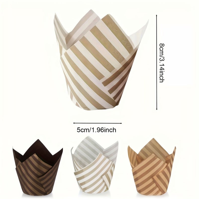 White Golden Cloud 50pcs High Temperature Tulip Cupcake Baking Paper Liner Holder - Image 3
