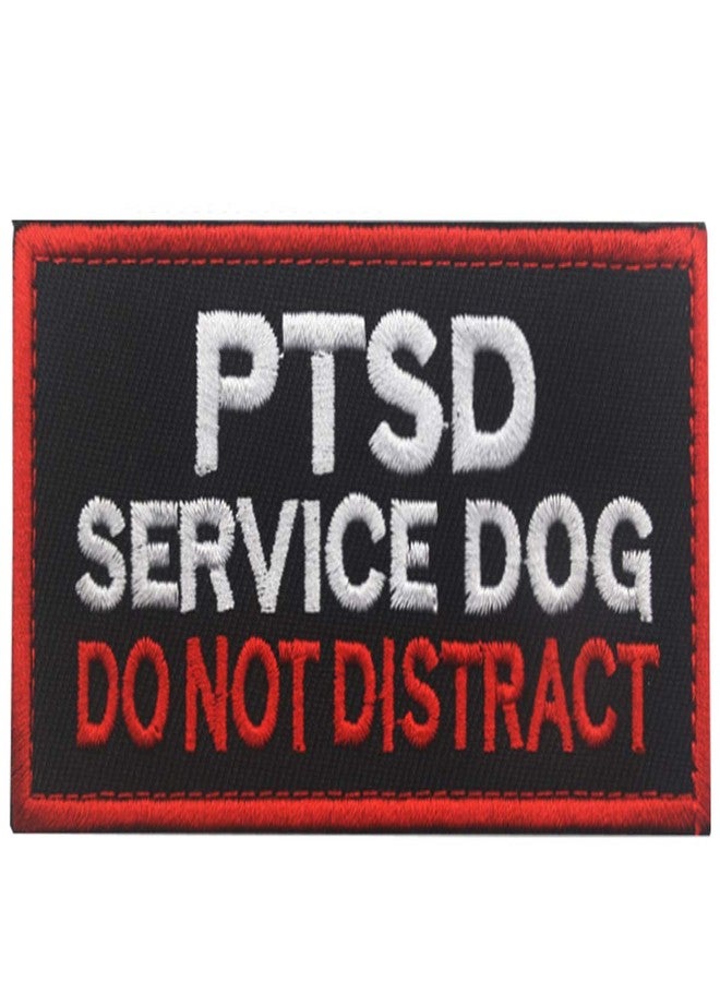 EHOPE Service Dog Patch PTSD Do Not Distract Patches Vests/Harnesses Applique Embroidered Fastener Hook & Loop Emblem(PTSD Service Dog-Black-3) - Image 1