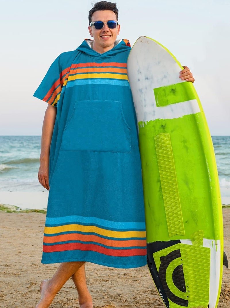 Suncube SUN CUBE Men's Surf Poncho Changing Robe with Hood, 44 Inches, Sunset Blue, Polyester - Image 2