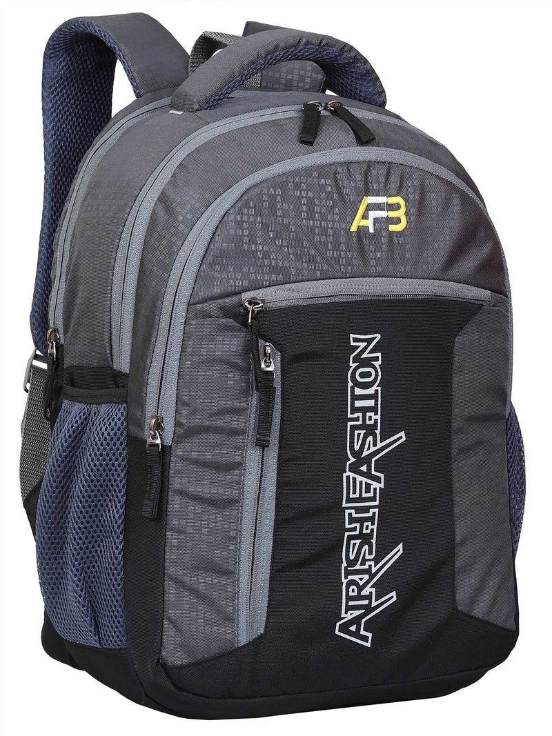 Airish, 35 Cm Laptop Backpack 35 Ltrs Large School Bag / Travel Bagpack Collage Bag (Grey), M (ARU-204) - Image 1
